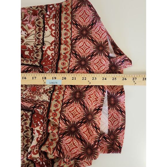 WORLD UNITY Red Pink White Beaded Boho Hippie Short Sleeve Top SZ 2X - Picture 8 of 8